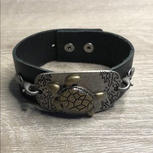 Black Leather Hand Made Bracelet